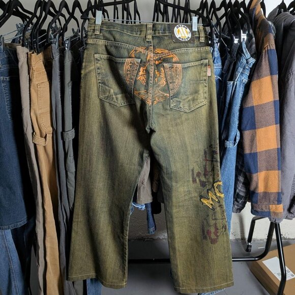 JAPANESE BRAND Ossa Mondo selvedge sand-washed flared jeans - Picture 5 of 8